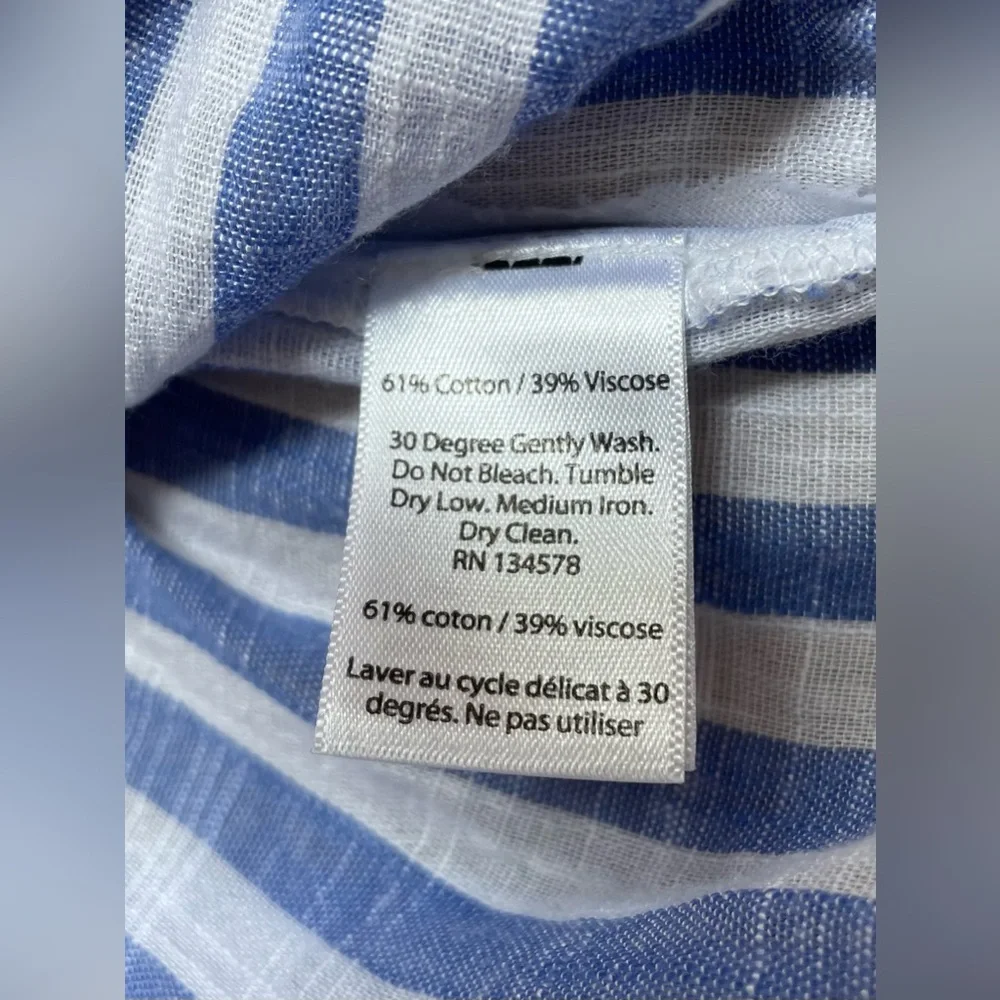 Vineyard Vines blue white striped blouse 3/4 sleeve tunic top preppy medium - Picture 5 of 8
